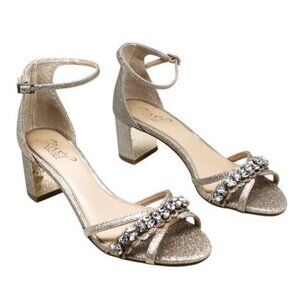 Jewel Badgley Mischka Women's Giona Block Heel Evening Sandals - Gold Glitter